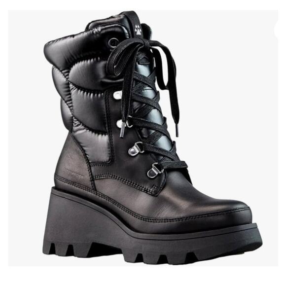Cougar Verona Waterproof Snow Boots Black Leather Nylon Size 8 NWT Sleek Style - Picture 1 of 12